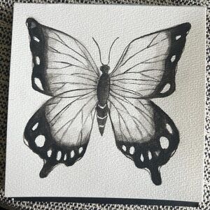 Handmade Black and White Butterfly Watercolor Painting “Original”